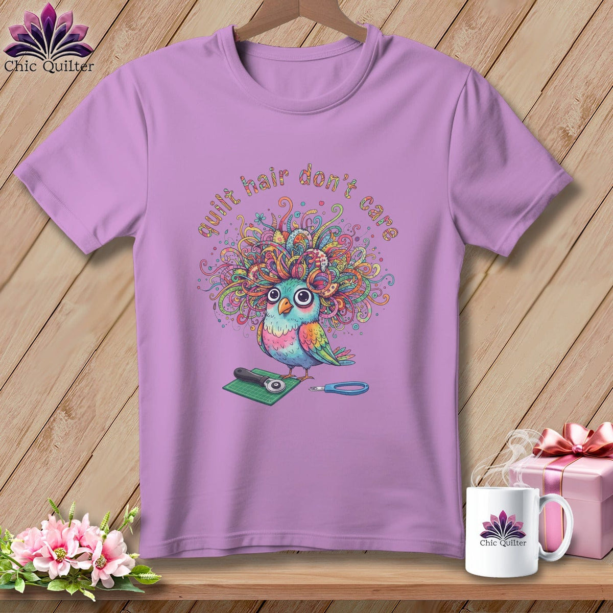 MyDesigns Physical Item S / Orchid Quilt Hair Don’t Care ~ Snipsy Wren ~ Premium Tee