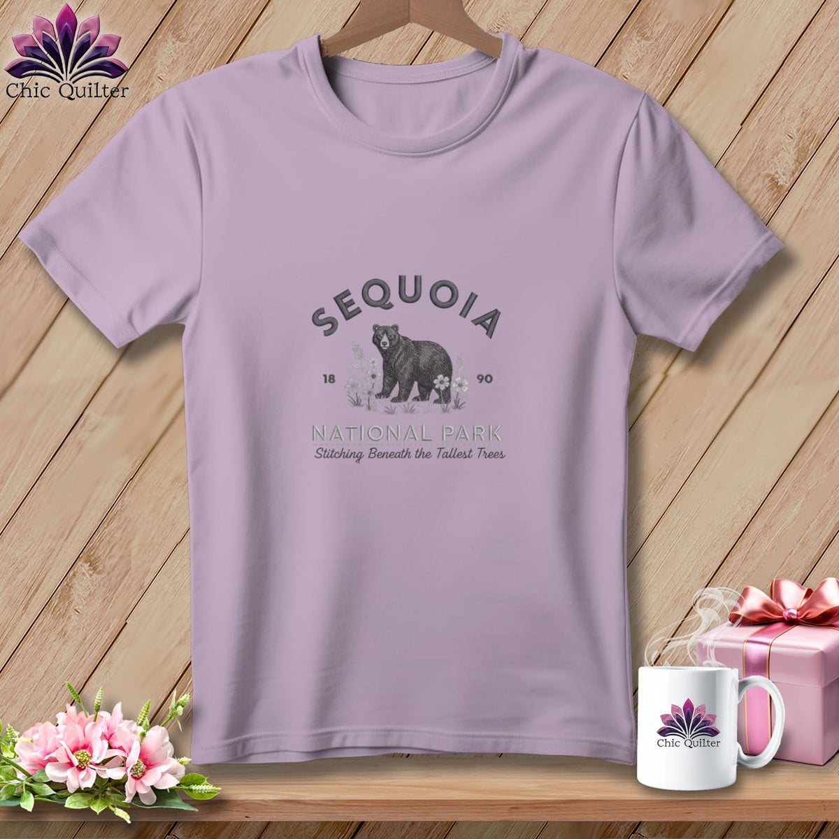 MyDesigns Physical Item S / Orchid Sequoia National Park ~ Bear, Stitchin In Beauty ~ Premium Tee