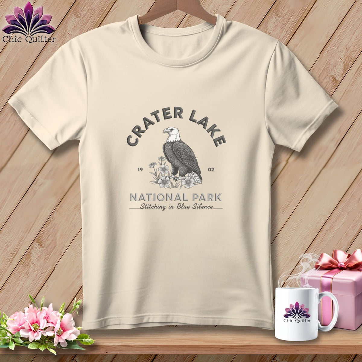 MyDesigns Physical Item S / Peachy Crater Lake National Park, Stitchin In Beauty ~ Premium Tee