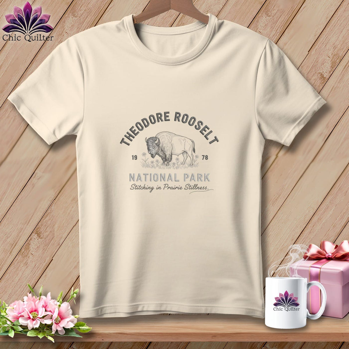 MyDesigns Physical Item S / Peachy Theodore Roosevelt National Park, Stitchin In Beauty ~ Premium Tee