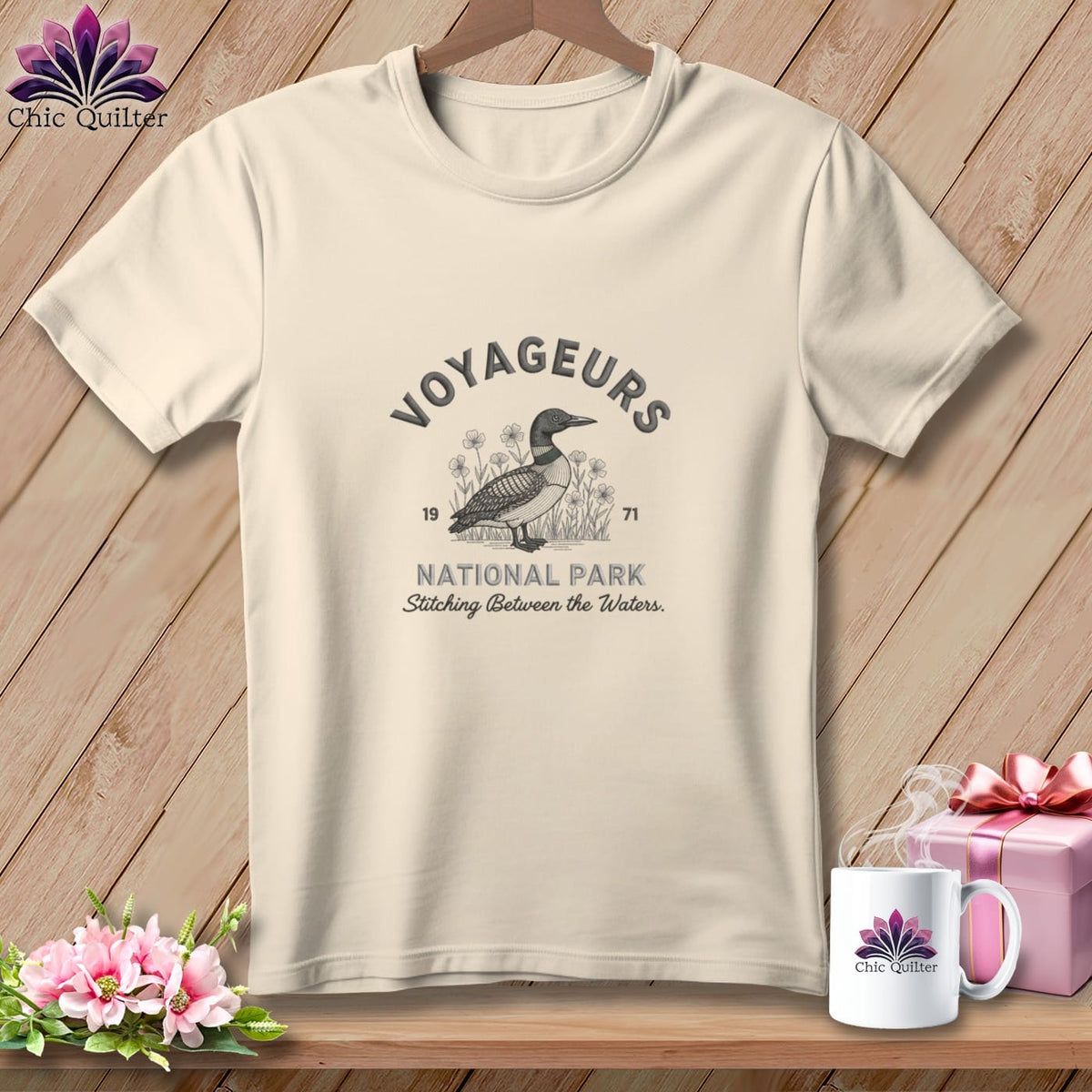 MyDesigns Physical Item S / Peachy Voyageurs National Park, Stitchin In Beauty ~ Premium Tee