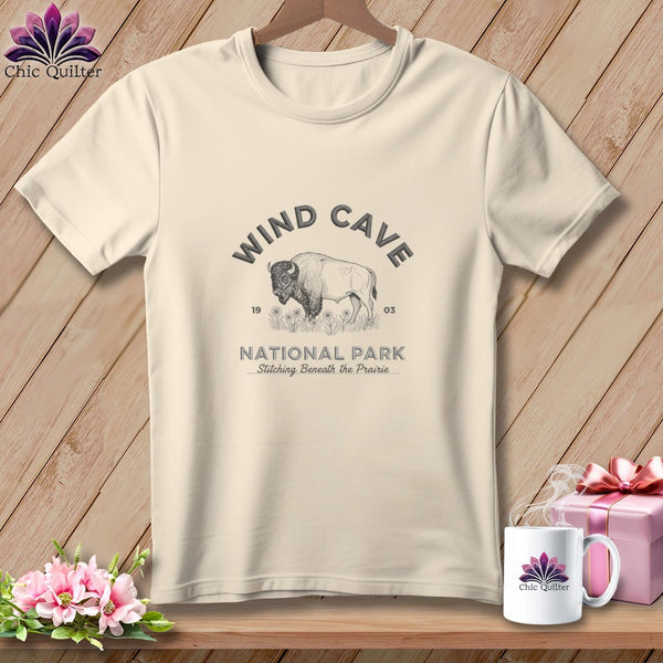MyDesigns Physical Item S / Peachy Wind Cave National Park ~ Bison, Stitchin In Beauty ~ Premium Tee