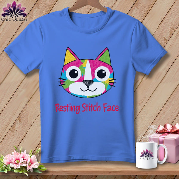 MyDesigns Physical Item S / Periwinkle Patchwork Smile - Resting Stitch Face ~ Premium Tee