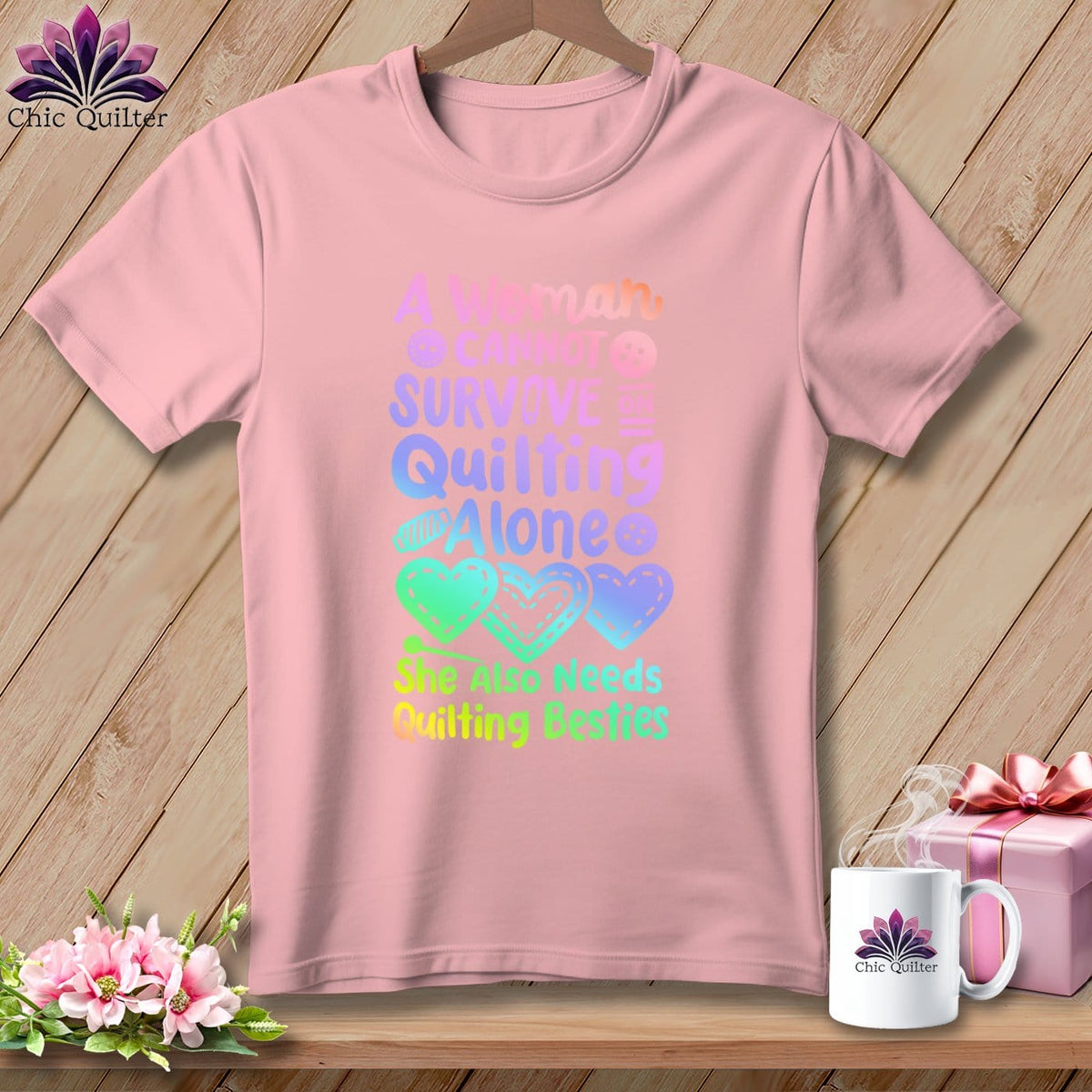 MyDesigns Physical Item S / Pink A Woman Cannot Survive Quilting Alone ~ Relaxed Fit Tee