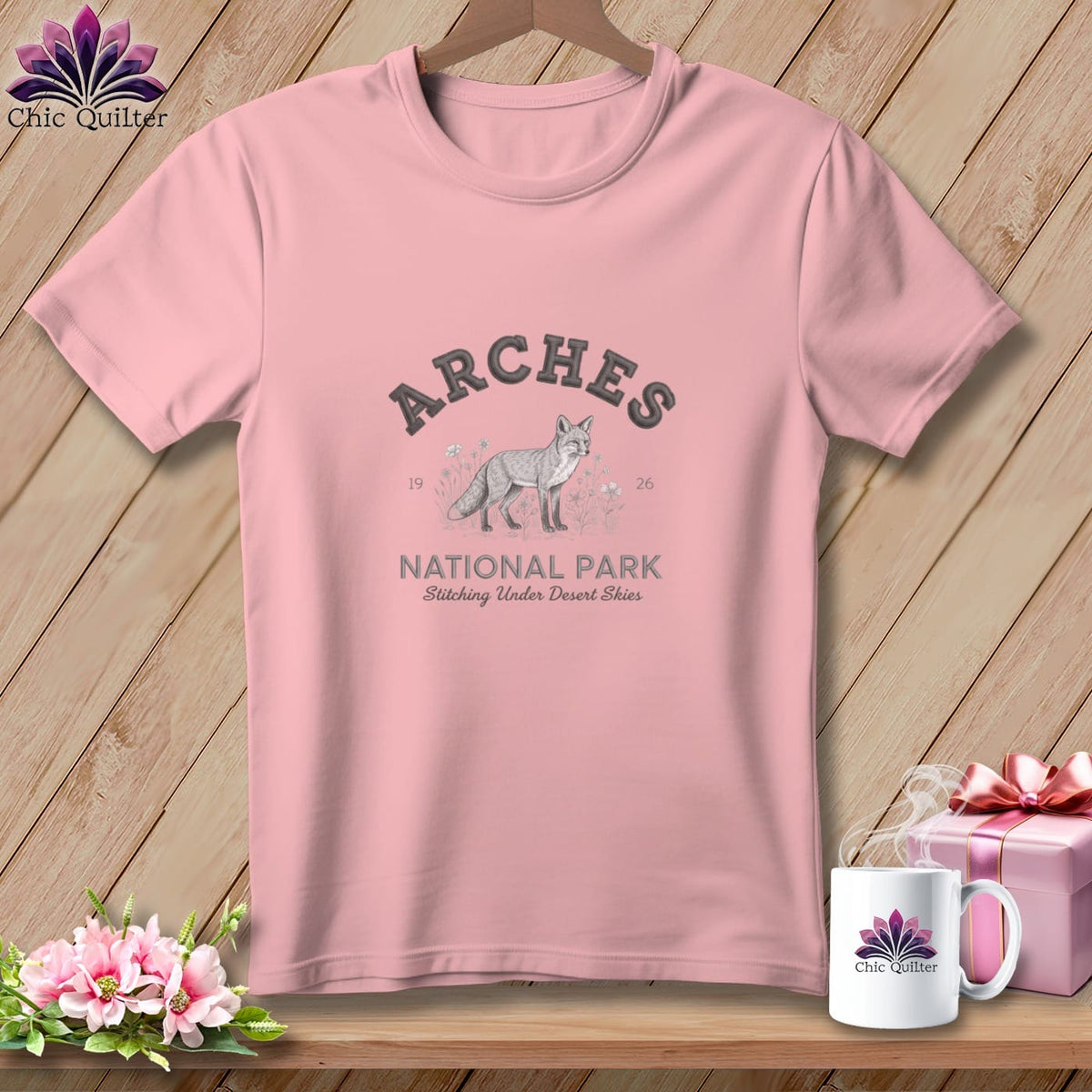 MyDesigns Physical Item S / Pink Arches National Park, Stitchin In Beauty ~ Relaxed Fit Tee