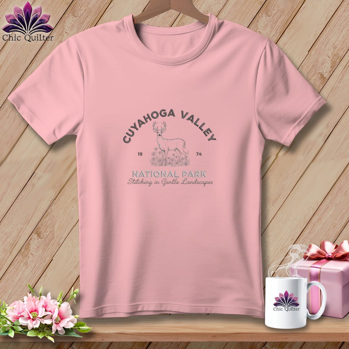 MyDesigns Physical Item S / Pink Cuyahoga Valley National Park, Stitchin In Beauty ~ Relaxed Fit Tee