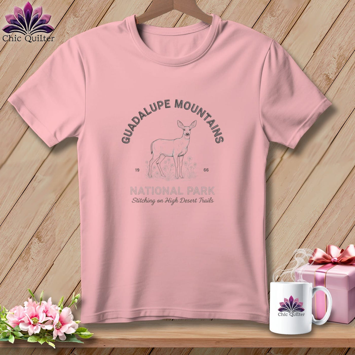 MyDesigns Physical Item S / Pink Guadalupe Mountains National Park, Stitchin In Beauty ~ Relaxed Fit Tee