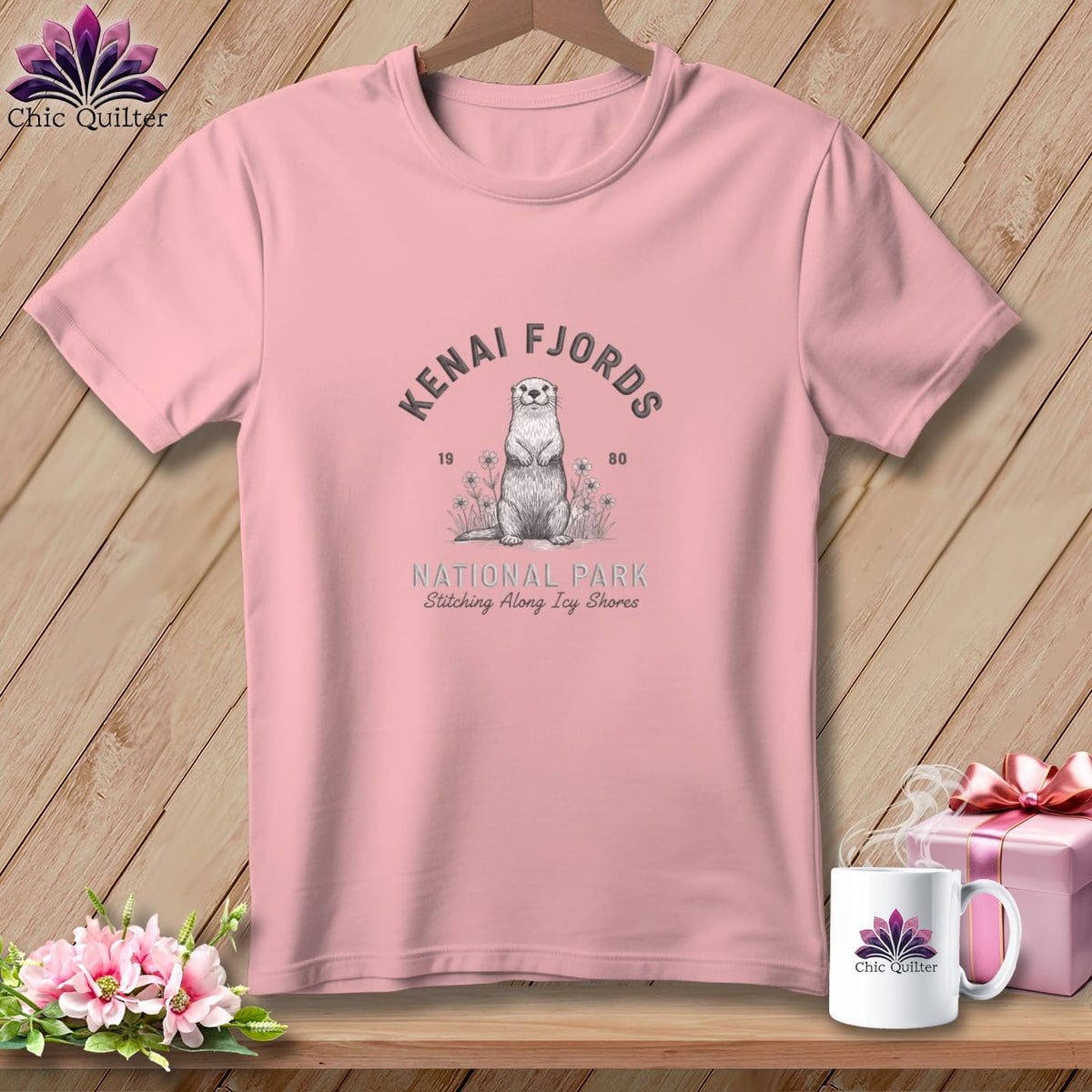 MyDesigns Physical Item S / Pink Kenai Fjords National Park, Stitchin In Beauty ~ Relaxed Fit Tee