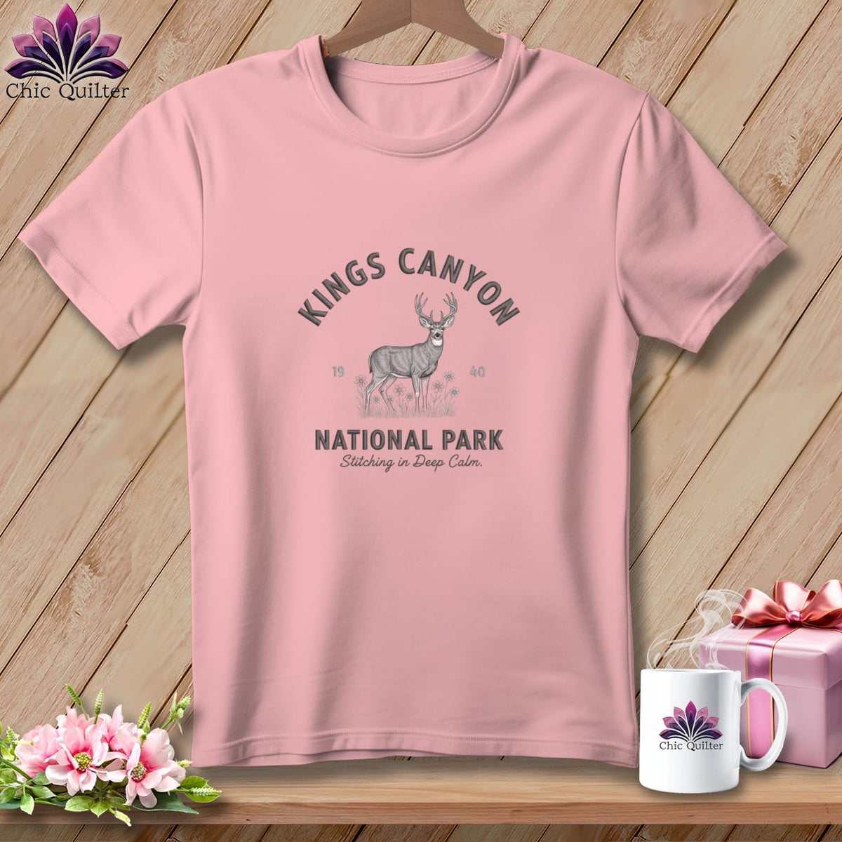 MyDesigns Physical Item S / Pink Kings Canyon National Park, Stitchin In Beauty ~ Relaxed Fit Tee