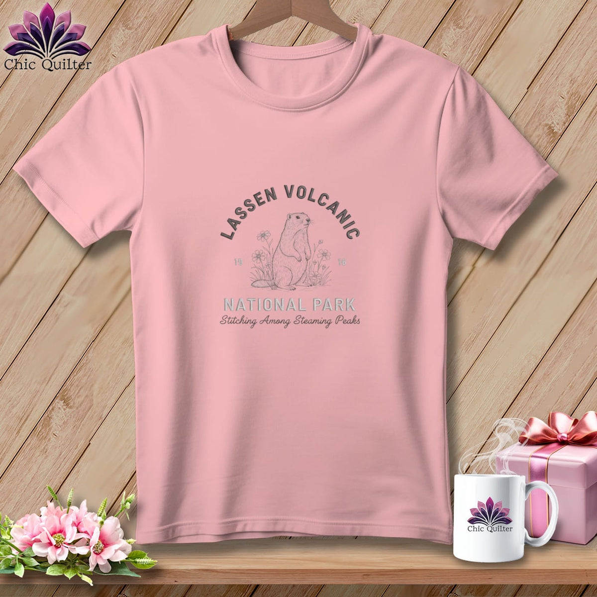 MyDesigns Physical Item S / Pink Lassen Volcanic National Park, Stitchin In Beauty ~ Relaxed Fit Tee