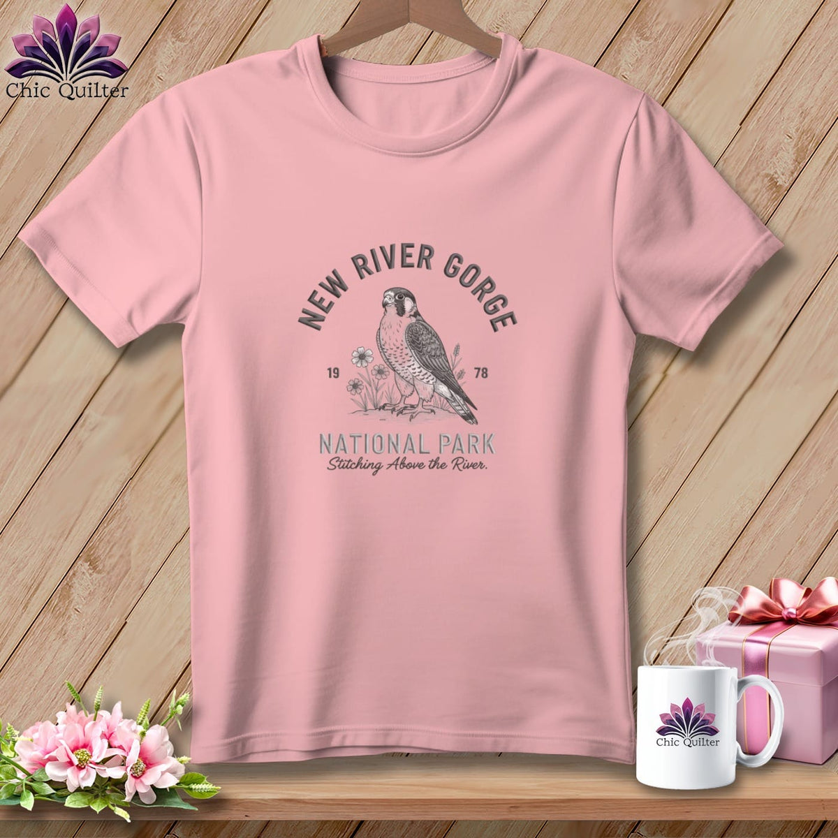 MyDesigns Physical Item S / Pink New River Gorge National Park, Stitchin In Beauty ~ Relaxed Fit Tee