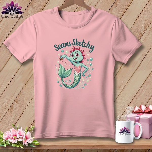 MyDesigns Physical Item S / Pink Seams Sketchy Mermaid ~ Relaxed Fit Tee