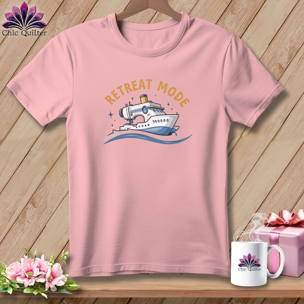 MyDesigns Physical Item S / Pink Sewing Ship Retreat Mode ~ Relaxed Fit Tee