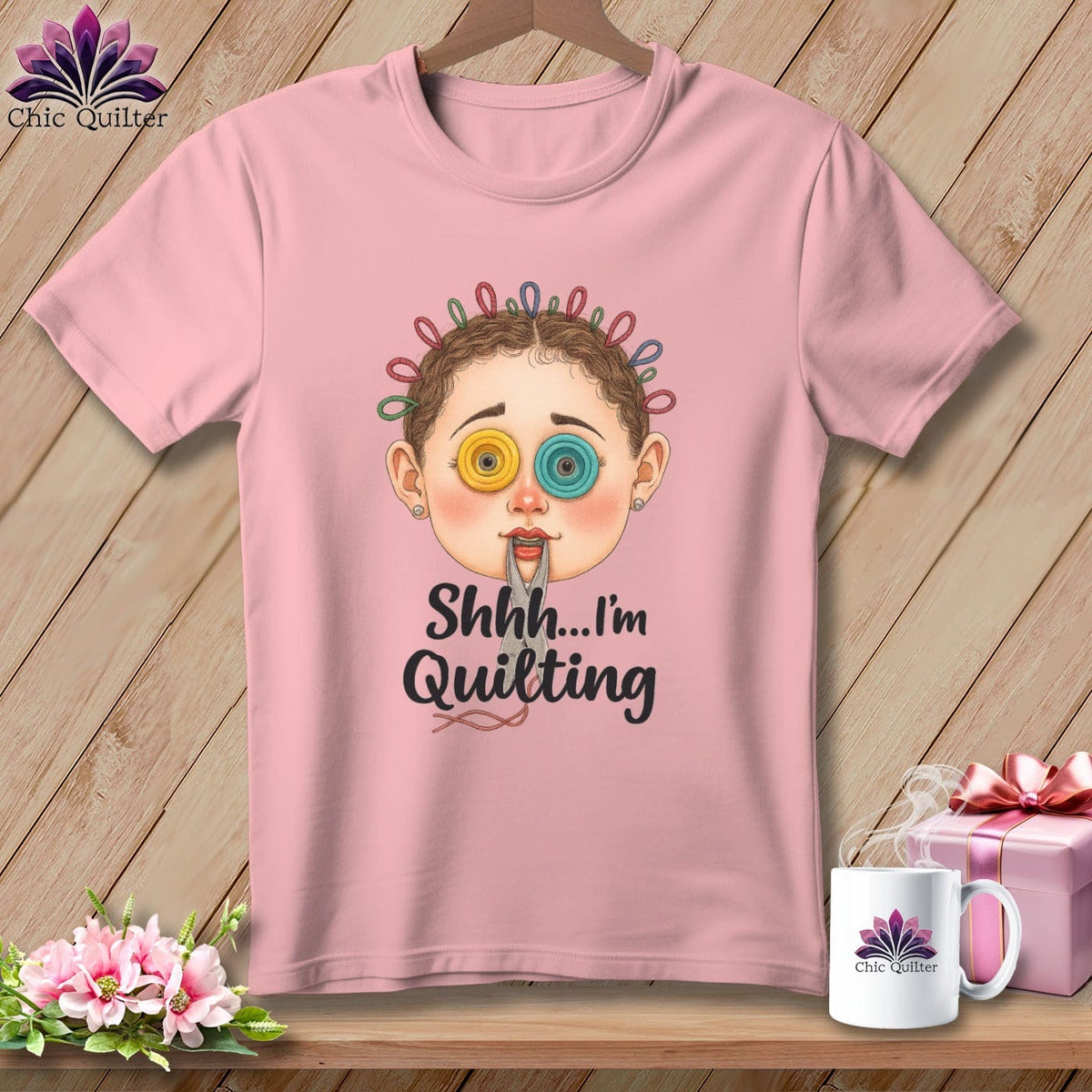 MyDesigns Physical Item S / Pink Shhh Im Quilting ~ Relaxed Fit Tee