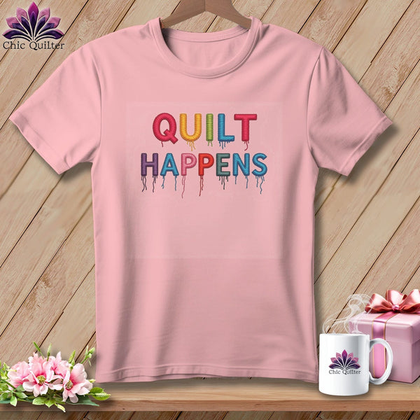 MyDesigns Physical Item S / Pink Stitched Quilt Happens ~ Relaxed Fit Tee