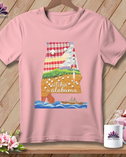 MyDesigns Physical Item S / Pink Stitchin' in Alabama ~ Relaxed Fit Tee