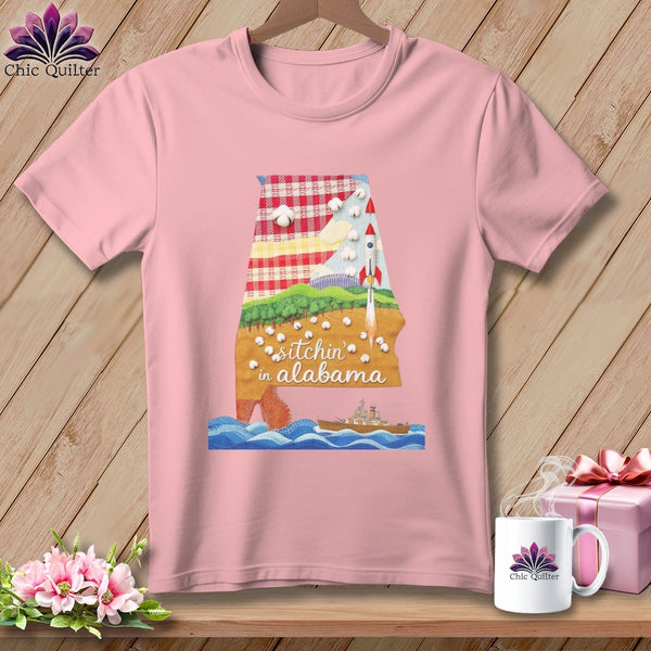 MyDesigns Physical Item S / Pink Stitchin' in Alabama ~ Relaxed Fit Tee