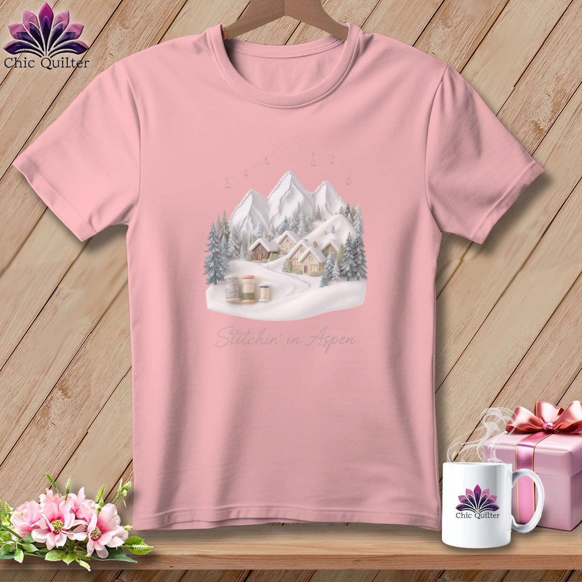 MyDesigns Physical Item S / Pink Stitchin' in Aspen ~ Relaxed Fit Tee