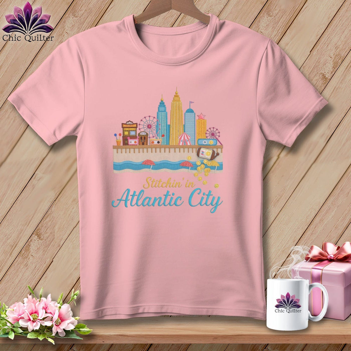 MyDesigns Physical Item S / Pink Stitchin' in Atlantic City ~ Relaxed Fit Tee