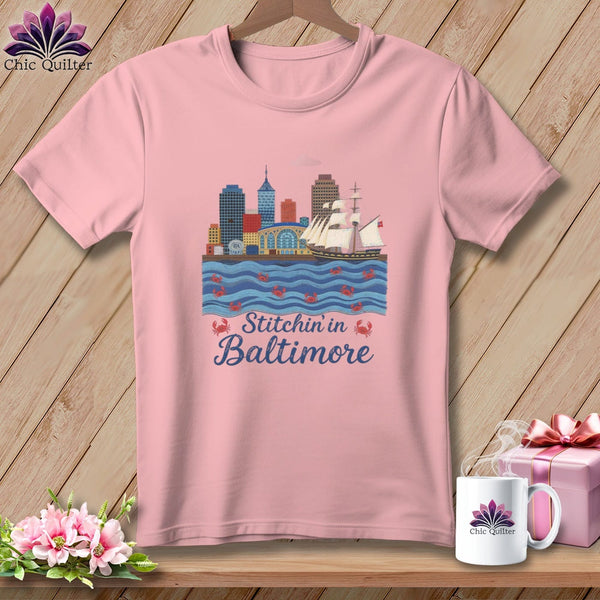 MyDesigns Physical Item S / Pink Stitchin' in Baltimore ~ Relaxed Fit Tee