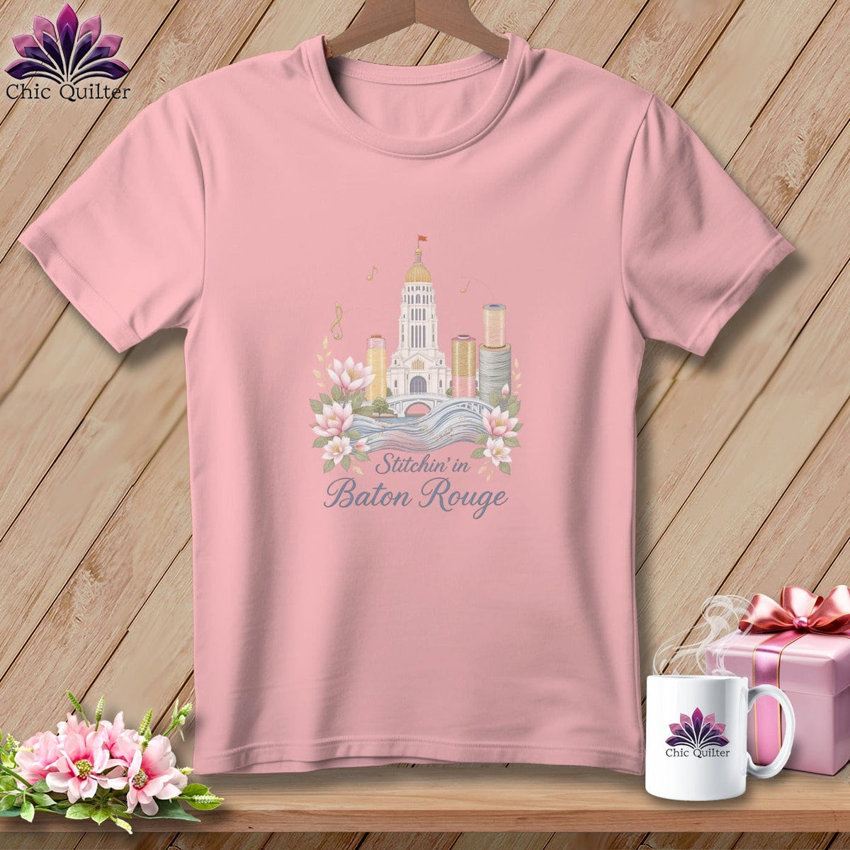 MyDesigns Physical Item S / Pink Stitchin' in Baton Rouge ~ Relaxed Fit Tee