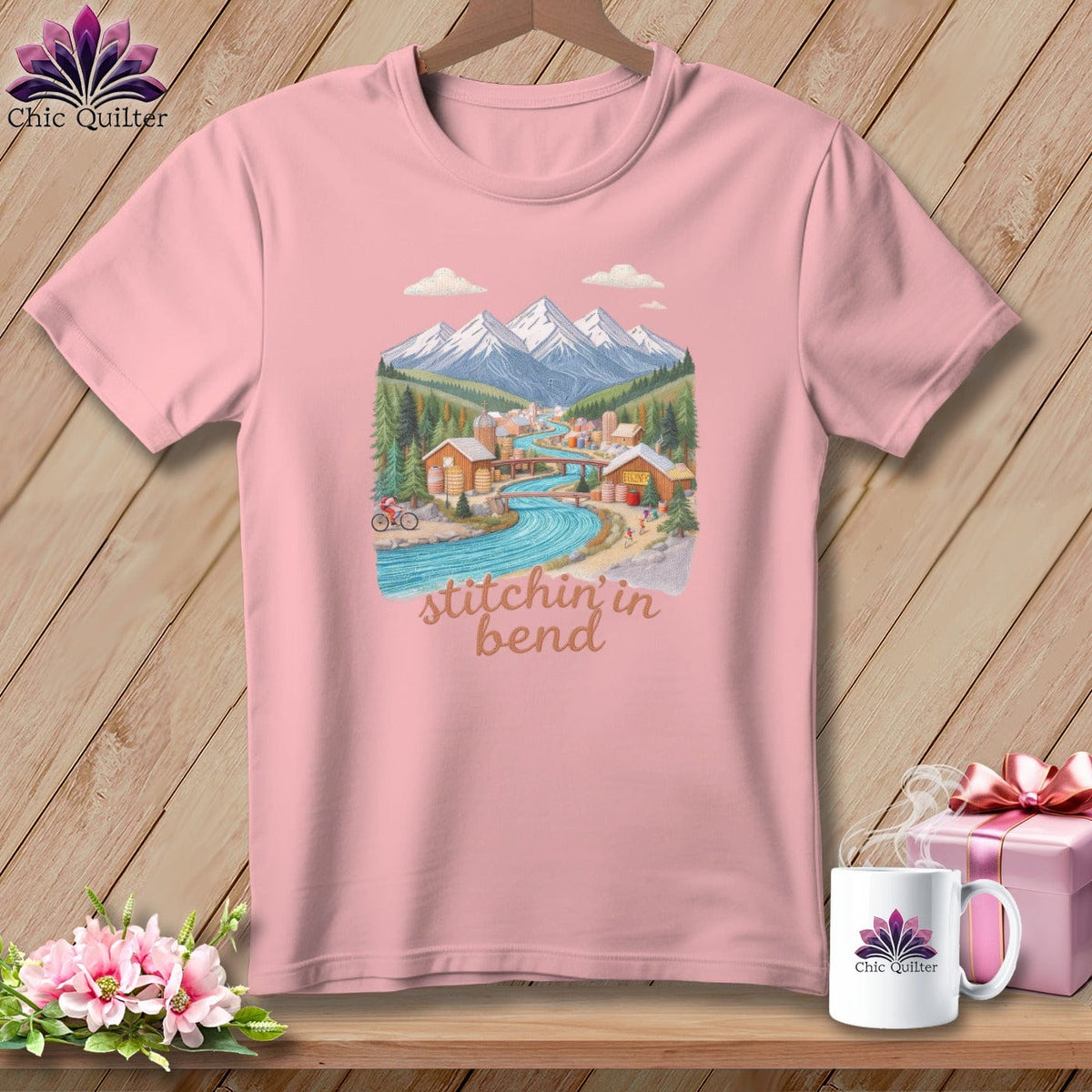 MyDesigns Physical Item S / Pink Stitchin' in Bend ~ Relaxed Fit Tee