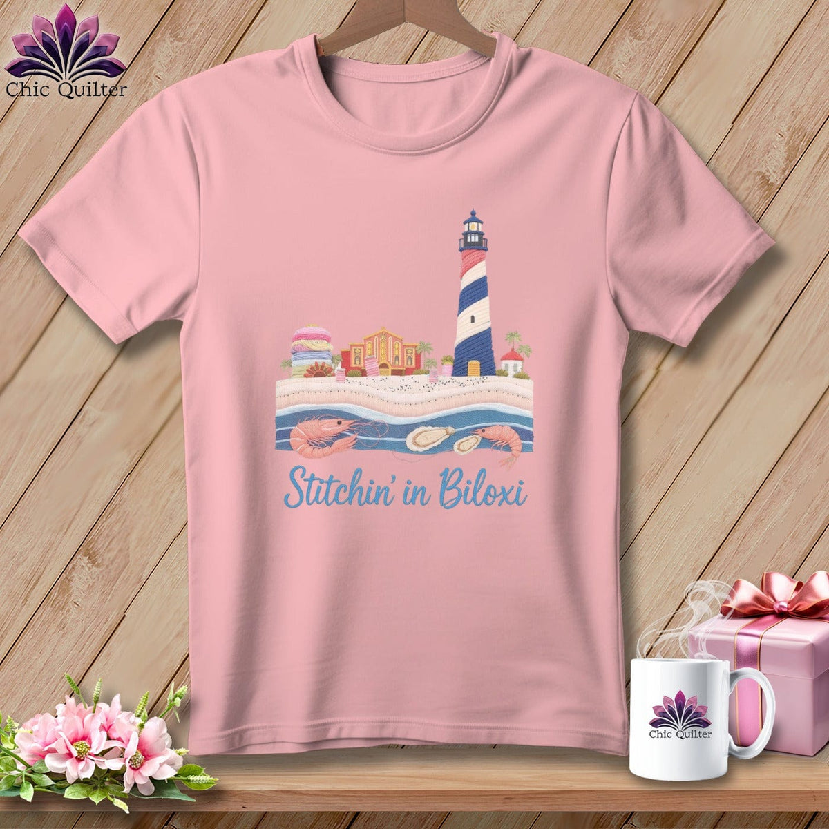 MyDesigns Physical Item S / Pink Stitchin' in Biloxi ~ Relaxed Fit Tee