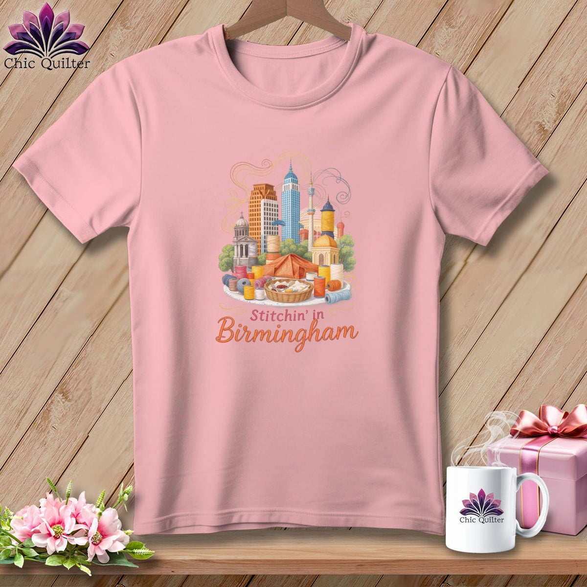 MyDesigns Physical Item S / Pink Stitchin' in Birmingham ~ Relaxed Fit Tee