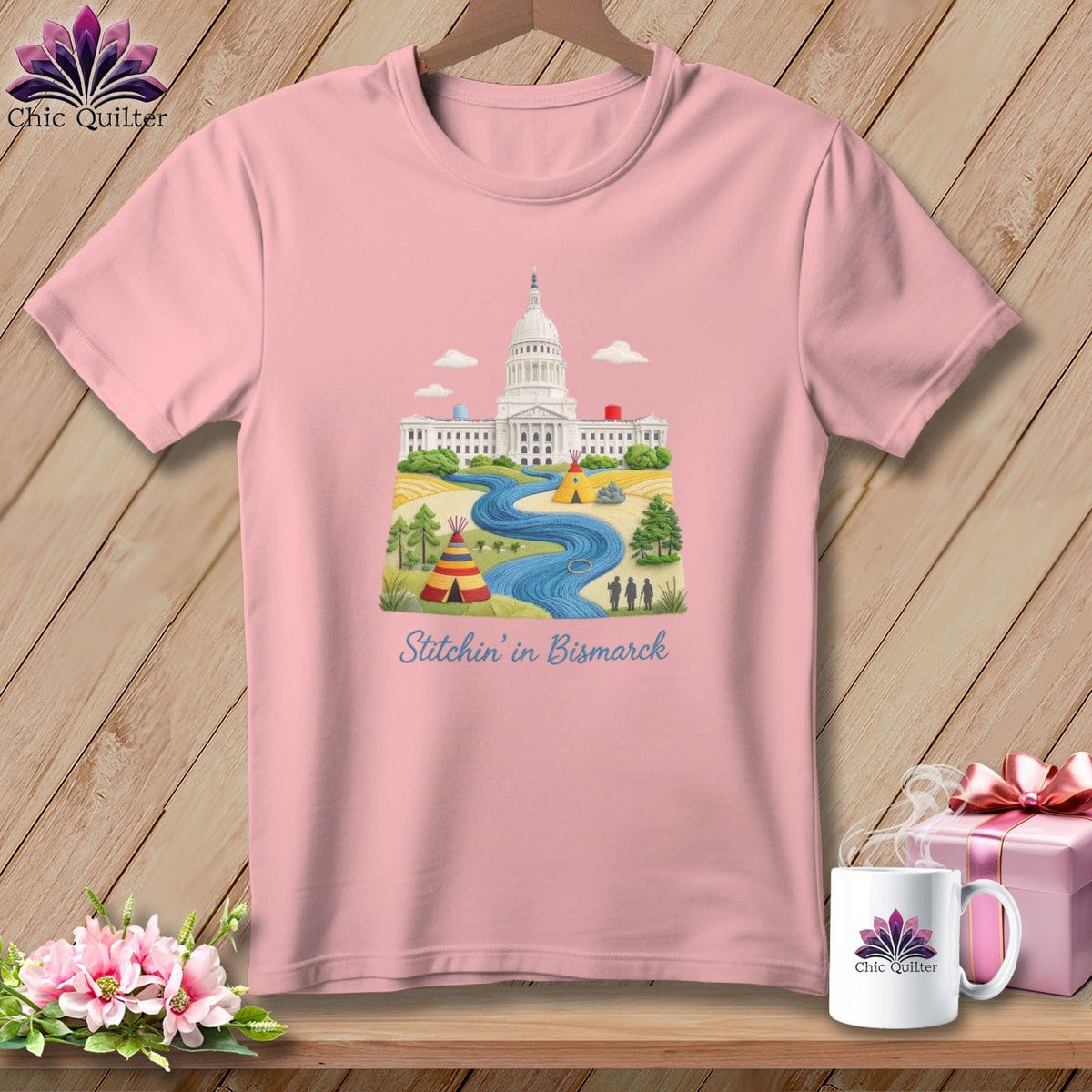 MyDesigns Physical Item S / Pink Stitchin' in Bismarck ~ Relaxed Fit Tee