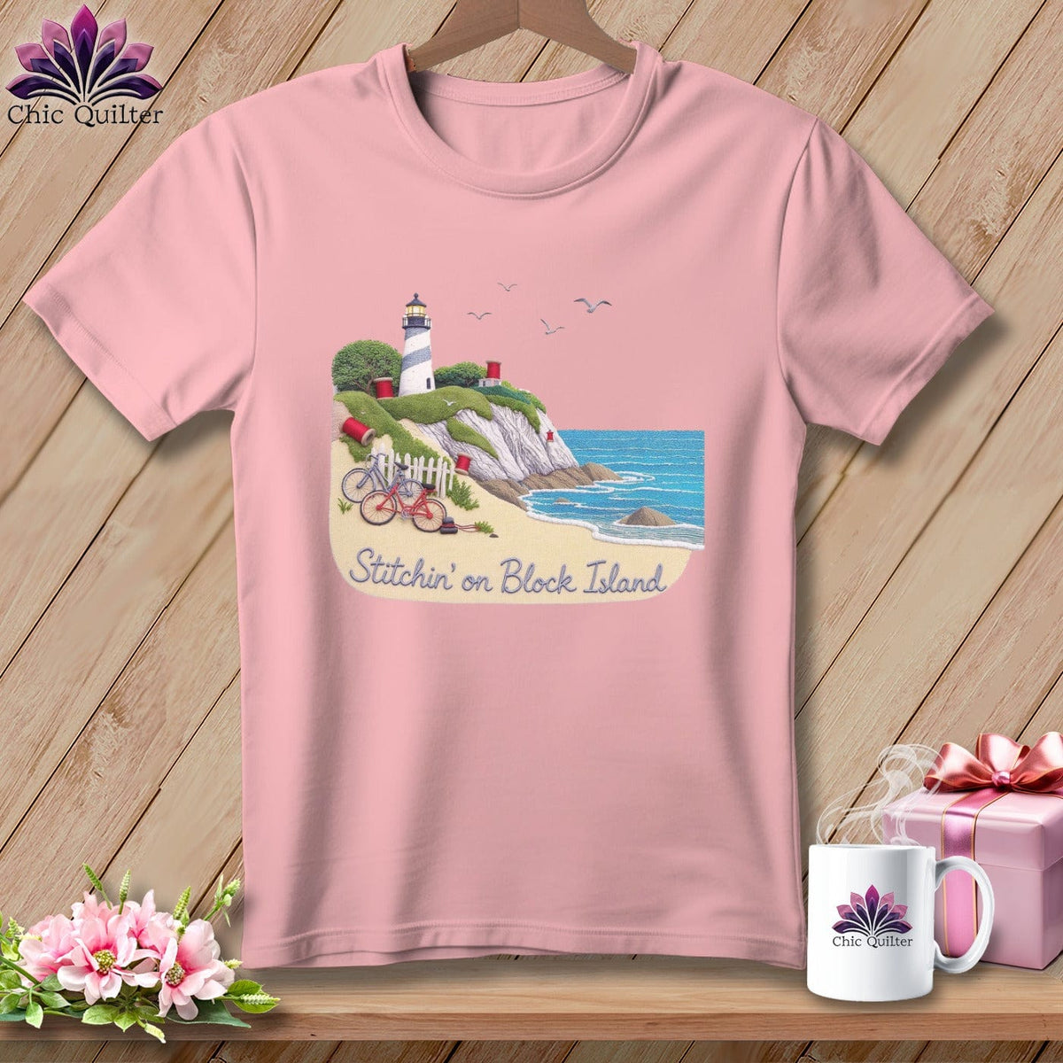 MyDesigns Physical Item S / Pink Stitchin' in Block Island ~ Relaxed Fit Tee