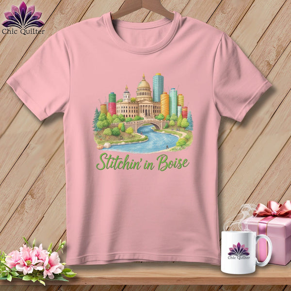 MyDesigns Physical Item S / Pink Stitchin' in Boise ~ Relaxed Fit Tee