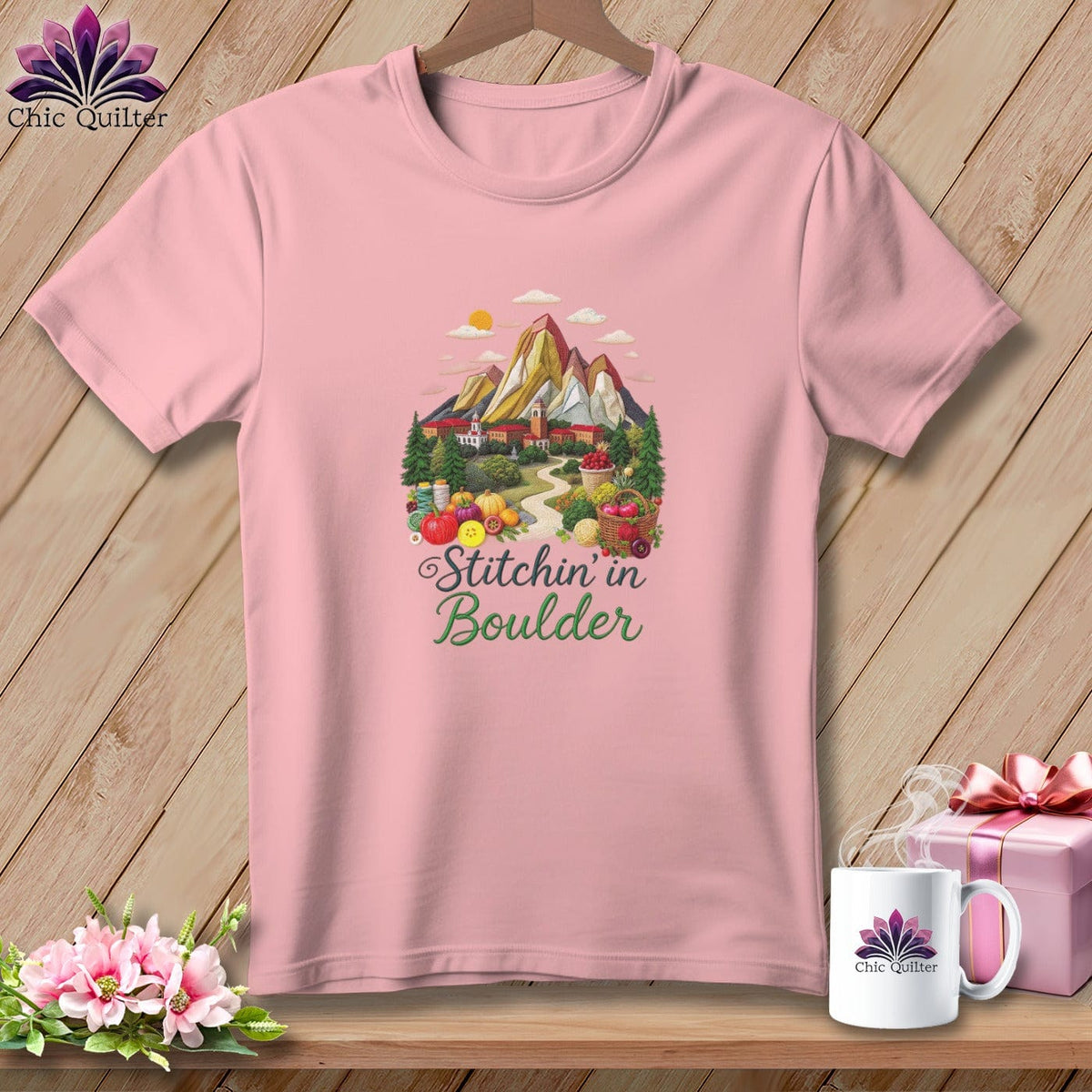 MyDesigns Physical Item S / Pink Stitchin' in Boulder ~ Relaxed Fit Tee