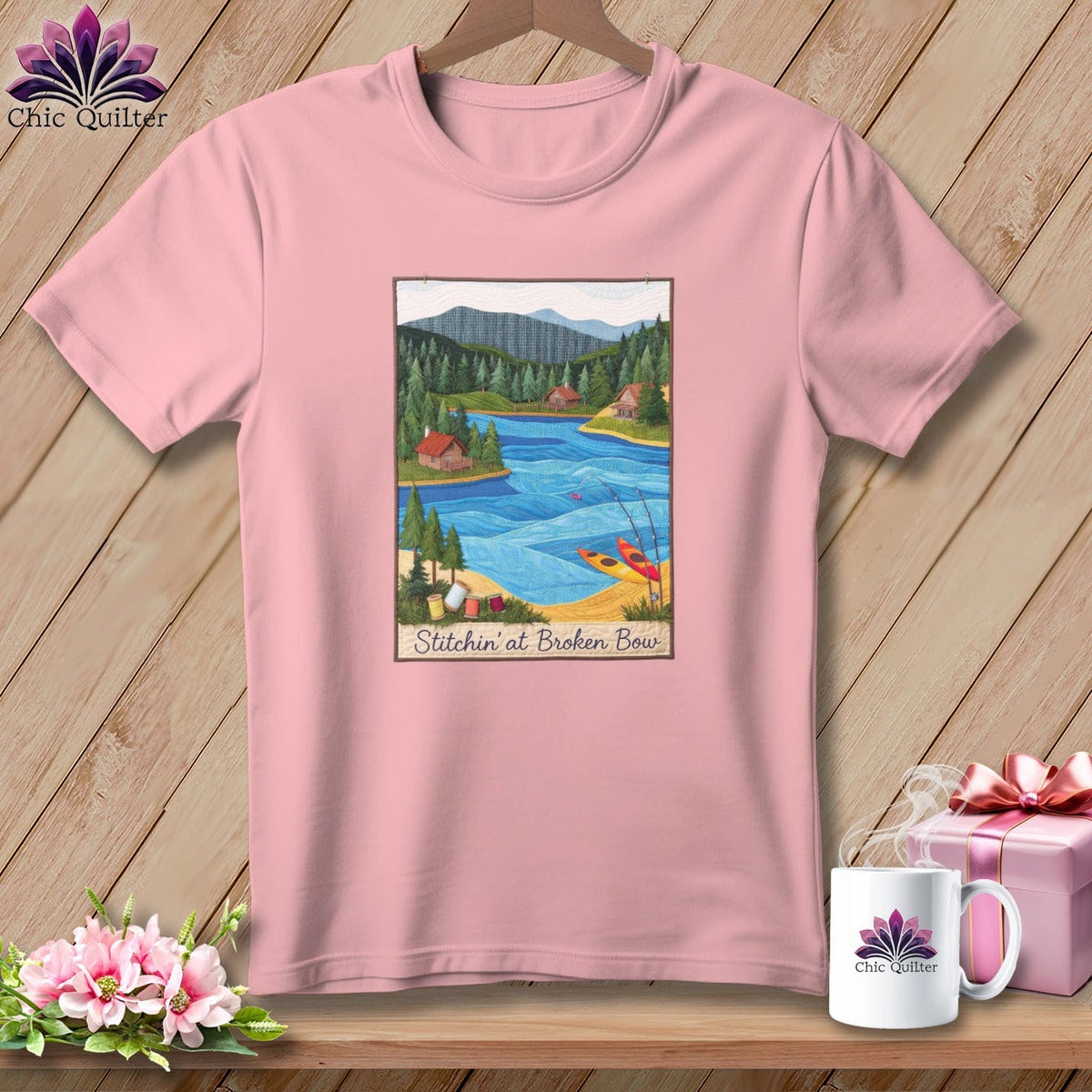 MyDesigns Physical Item S / Pink Stitchin' in Broken Bow ~ Relaxed Fit Tee