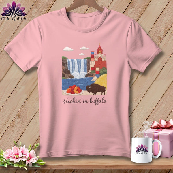 MyDesigns Physical Item S / Pink Stitchin' in Buffalo ~ Relaxed Fit Tee