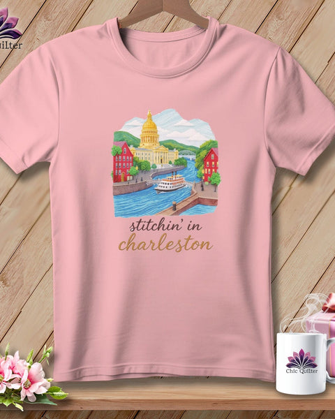 MyDesigns Physical Item S / Pink Stitchin' in Charleston ~ Relaxed Fit Tee