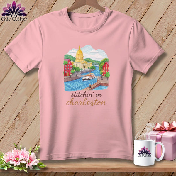 MyDesigns Physical Item S / Pink Stitchin' in Charleston ~ Relaxed Fit Tee