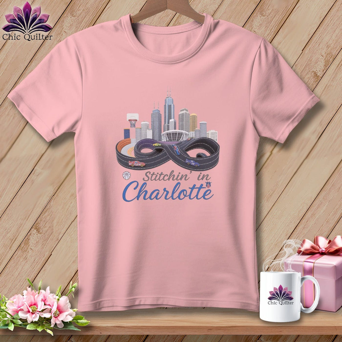 MyDesigns Physical Item S / Pink Stitchin' in Charlotte ~ Relaxed Fit Tee