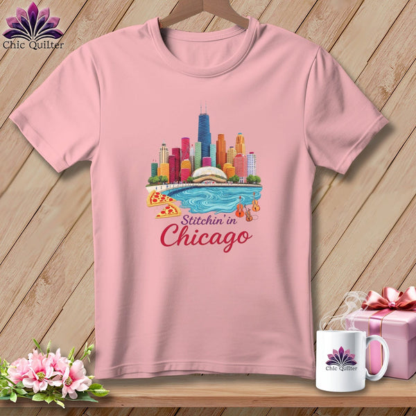 MyDesigns Physical Item S / Pink Stitchin' in Chicago ~ Relaxed Fit Tee