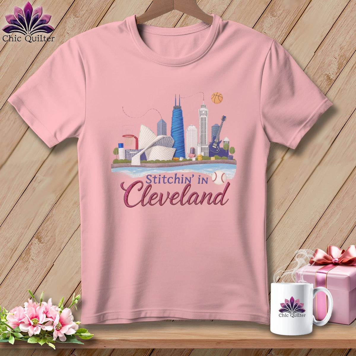 MyDesigns Physical Item S / Pink Stitchin' in Cleveland ~ Relaxed Fit Tee