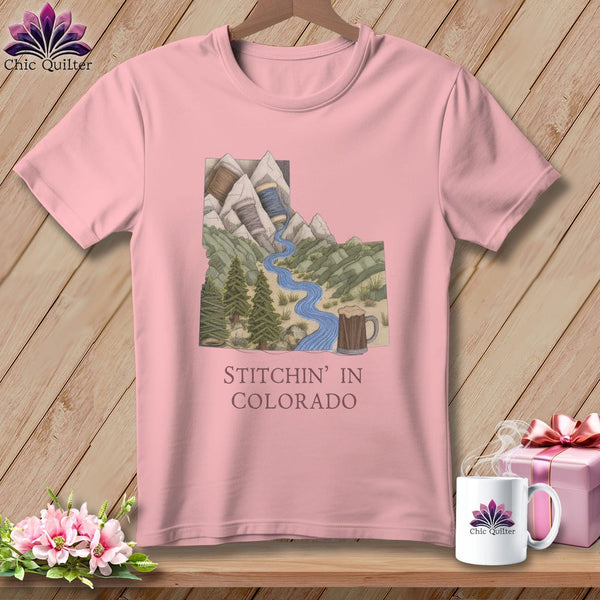 MyDesigns Physical Item S / Pink Stitchin' in Colorado ~ Relaxed Fit Tee