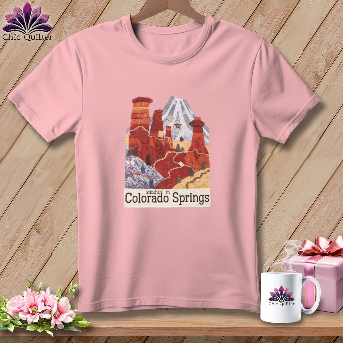 MyDesigns Physical Item S / Pink Stitchin' in Colorado Springs ~ Relaxed Fit Tee