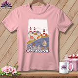 MyDesigns Physical Item S / Pink Stitchin' in Connecticut ~ Relaxed Fit Tee