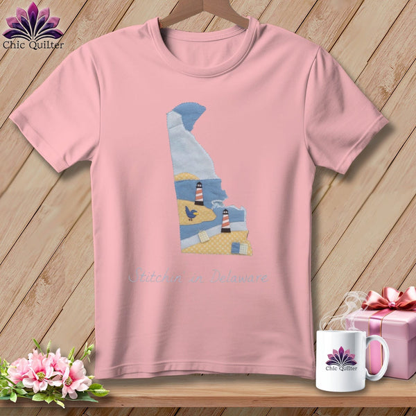 MyDesigns Physical Item S / Pink Stitchin' in Delaware ~ Relaxed Fit Tee