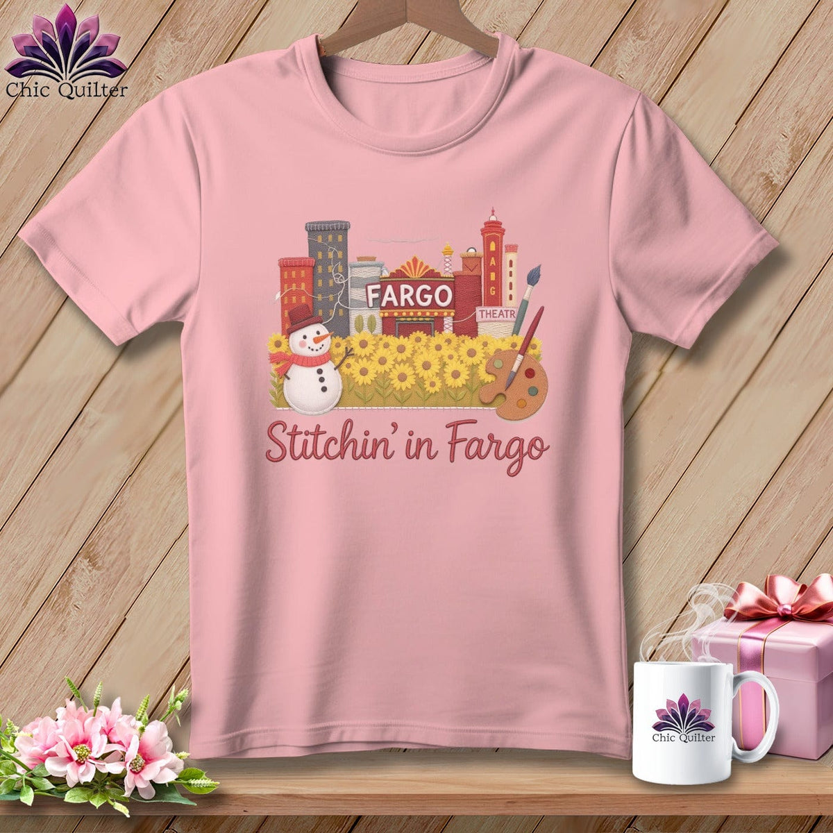 MyDesigns Physical Item S / Pink Stitchin' in Fargo ~ Relaxed Fit Tee