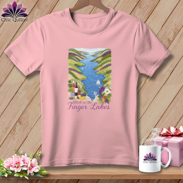 MyDesigns Physical Item S / Pink Stitchin' in Finger Lakes ~ Relaxed Fit Tee