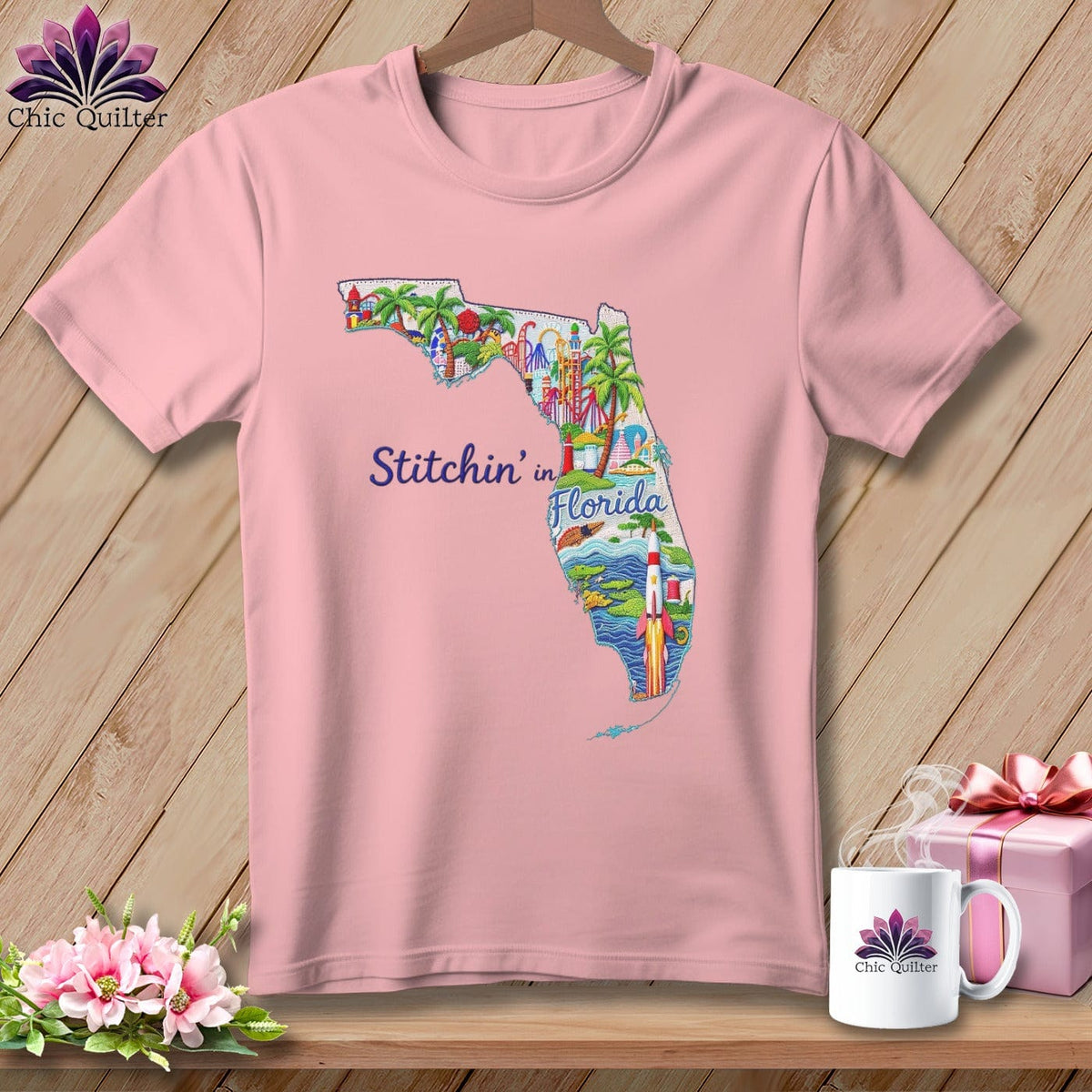 MyDesigns Physical Item S / Pink Stitchin' in Florida ~ Relaxed Fit Tee