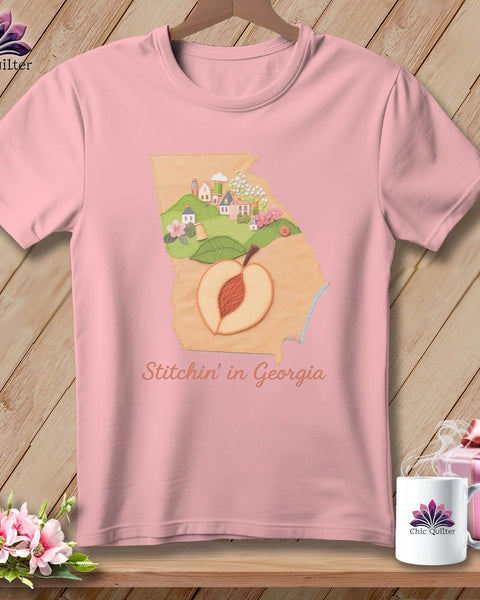 MyDesigns Physical Item S / Pink Stitchin' in Georgia ~ Relaxed Fit Tee