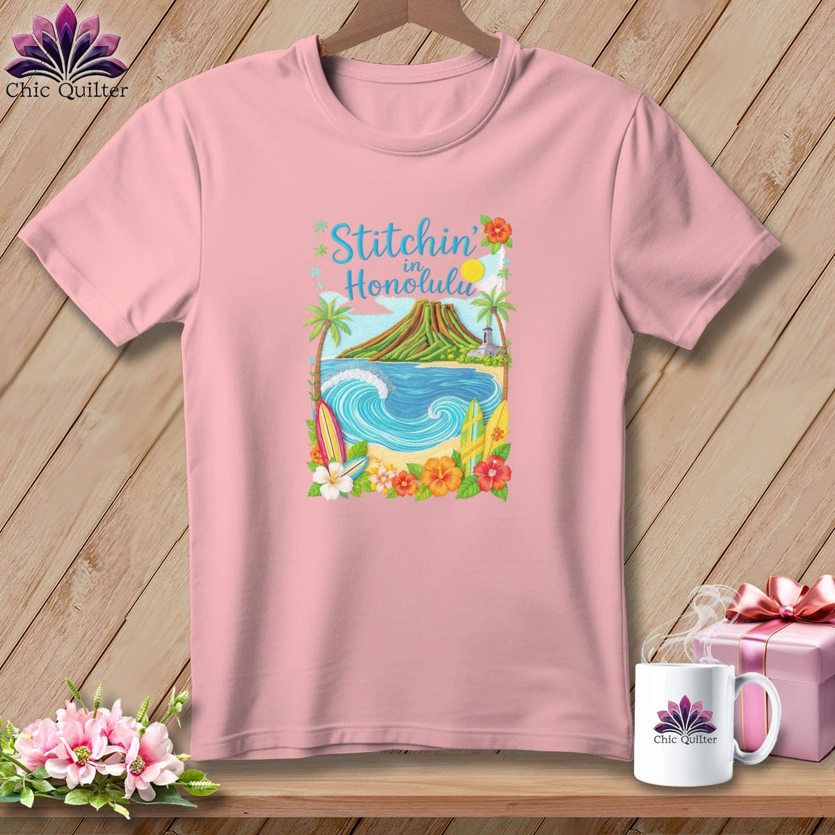 MyDesigns Physical Item S / Pink Stitchin' in Honolulu ~ Relaxed Fit Tee