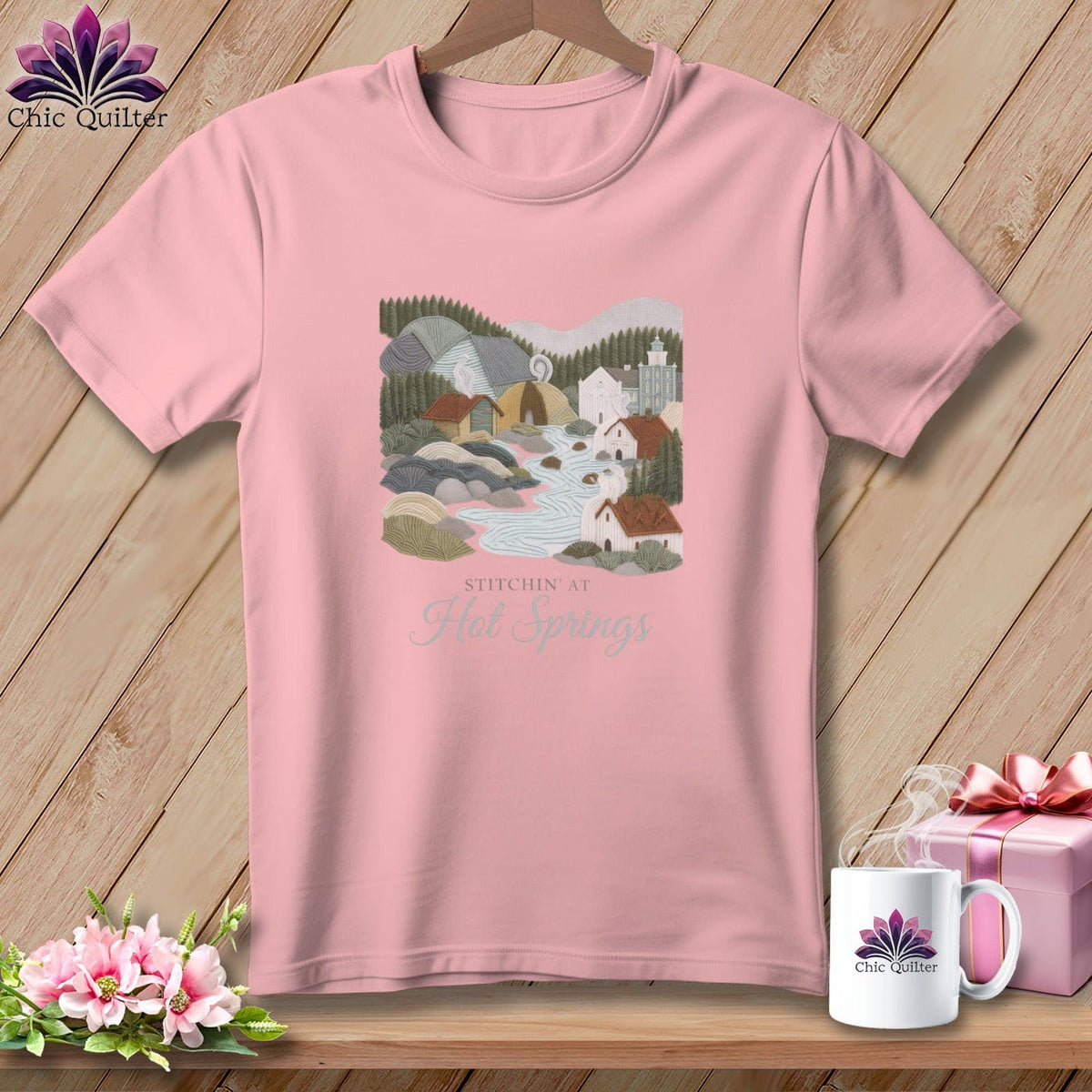 MyDesigns Physical Item S / Pink Stitchin' in Hot Springs ~ Relaxed Fit Tee