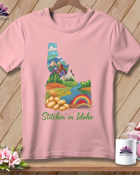 MyDesigns Physical Item S / Pink Stitchin' in Idaho ~ Relaxed Fit Tee